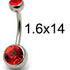 Steel Double Jewelled Belly Bar 14mm
