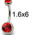 Steel Double Jewelled Belly Bar  6mm