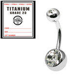 Sterile Titanium Double Jewelled Belly Bars