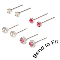 Silver Studs - Tiny Jewelled Nose Studs