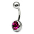 Titanium Single Jewelled Belly Bars 8mm Mirror Polish