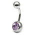 Titanium Single Jewelled Belly Bars 12mm Mirror Polish