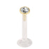 Bioflex Push-fit Labret with Zircon Steel Jewelled Top (Gold colour PVD)