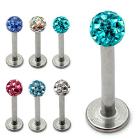 Smooth Glitzy Ball Labrets 1.6mm gauge 4mm ball