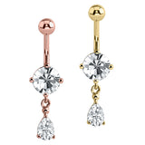 Belly Bar -Steel Jewelled Pear Drop
