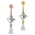 Belly Bar -Steel Jewelled Pear Drop