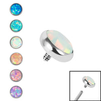 Titanium Bezel Set Opal Disk for Internal Thread shafts in 1.6mm. Also fits Dermal Anchor