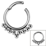 Steel Hinged Segment Ring - Tribal 9 Ball (Clicker)