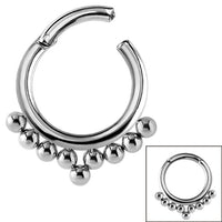 Steel Hinged Segment Ring - Tribal 9 Ball (Clicker)