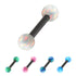Black Steel Micro Barbell with Synthetic Opal Ball Double Ended 1.2mm