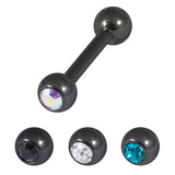 Multipack - Black Steel Single Jewelled Barbell and Jewelled balls Set