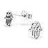 Sterling Silver Hamsa Hand Ear Stud Earrings