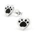 Sterling Silver Cute Heart with Paw Print Ear Stud Earrings