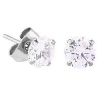 Steel Ear Stud Earrings - Claw Set Jewelled