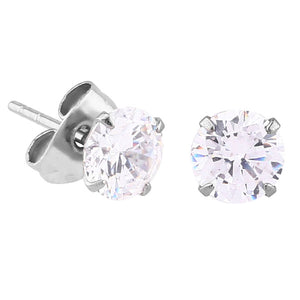 Steel Ear Stud Earrings - Claw Set Jewelled