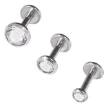 Steel Triple Piercing - Internally Threaded Jewelled Disk Labrets 1.2mm