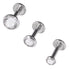 Steel Triple Piercing - Internally Threaded Jewelled Disk Labrets 1.2mm