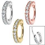 Steel 2.2mm Pave Set Jewelled Edge Hinged Clicker Ring