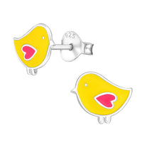 Sterling Silver Cute Chick Ear Stud Earrings