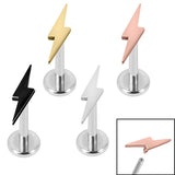 Titanium Internally Threaded Labrets 1.2mm - Steel Lightning Bolt