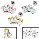 Titanium Internally Threaded Labrets 1.2mm - 5 Jewel Marquise Fan