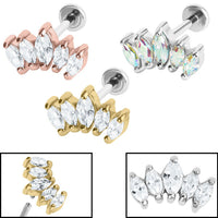 Titanium Internally Threaded Labrets 1.2mm - 5 Jewel Marquise Fan
