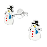 Sterling Silver Snowman Ear Stud Earrings
