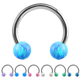 Steel Circular Barbell (CBB) (Horseshoes) with Synthetic Opal Balls 1.2mm