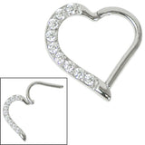 Steel Claw Set Jewelled Heart Hinged Clicker Ring