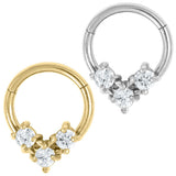 Steel Claw Set Jewelled Triangle Hinged Clicker Ring