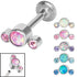 Titanium Internally Threaded Labrets 1.2mm - Infinity Titanium 3 Bezel Set Opal and Jewelled Crescent