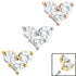 Steel Claw Set CZ Trio Jewelled Heart for Internal Thread shafts in 1.2mm