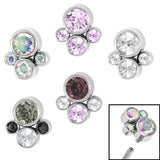 Titanium (Infinity) Bezel Set Jewelled Cluster for Internal Thread shafts in 1.2mm
