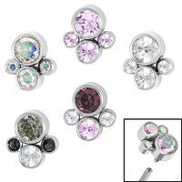 Titanium (Infinity) Bezel Set Jewelled Cluster for Internal Thread shafts in 1.2mm