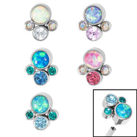 Titanium (Infinity) Bezel Set Opal and Jewel Cluster for Internal Thread shafts in 1.2mm