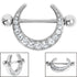Steel Jewelled Crescent Moon Nipple Shield with Steel Bar