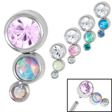 Titanium (Infinity) Bezel Set Triple Opal and Jewel Curve for Internal Thread shafts in 1.2mm