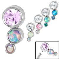 Titanium (Infinity) Bezel Set Triple Opal and Jewel Curve for Internal Thread shafts in 1.2mm