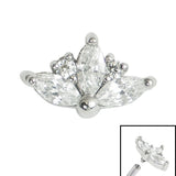 Steel Claw Set 3 Jewelled Marquise Sunset for Internal Thread shafts in 1.2mm