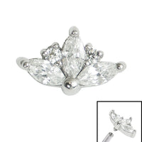 Steel Claw Set 3 Jewelled Marquise Sunset for Internal Thread shafts in 1.2mm