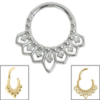 Steel Mandala Hinged Clicker Ring
