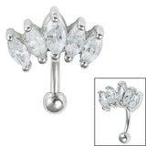 Steel 5 Jewel Marquise Fan Micro Curved Bar 1.2mm