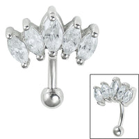 Steel 5 Jewel Marquise Fan Micro Curved Bar 1.2mm
