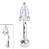 Steel Claw Set CZ Teardrop Micro Curved Bar 1.2mm