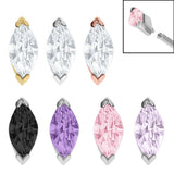 Steel Single Marquise Jewel for Internal Thread shafts in 1.2mm