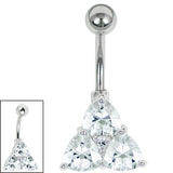 Belly Bar - Claw Set Jewelled Trinity