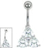 Belly Bar - Claw Set Jewelled Trinity