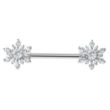 Steel Claw Set Jewelled Sunburst Nipple Bar