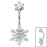 Belly Bar - Claw Set CZ Jewelled Sunburst