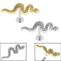 Titanium Internally Threaded Labrets 1.2mm - Steel Snake